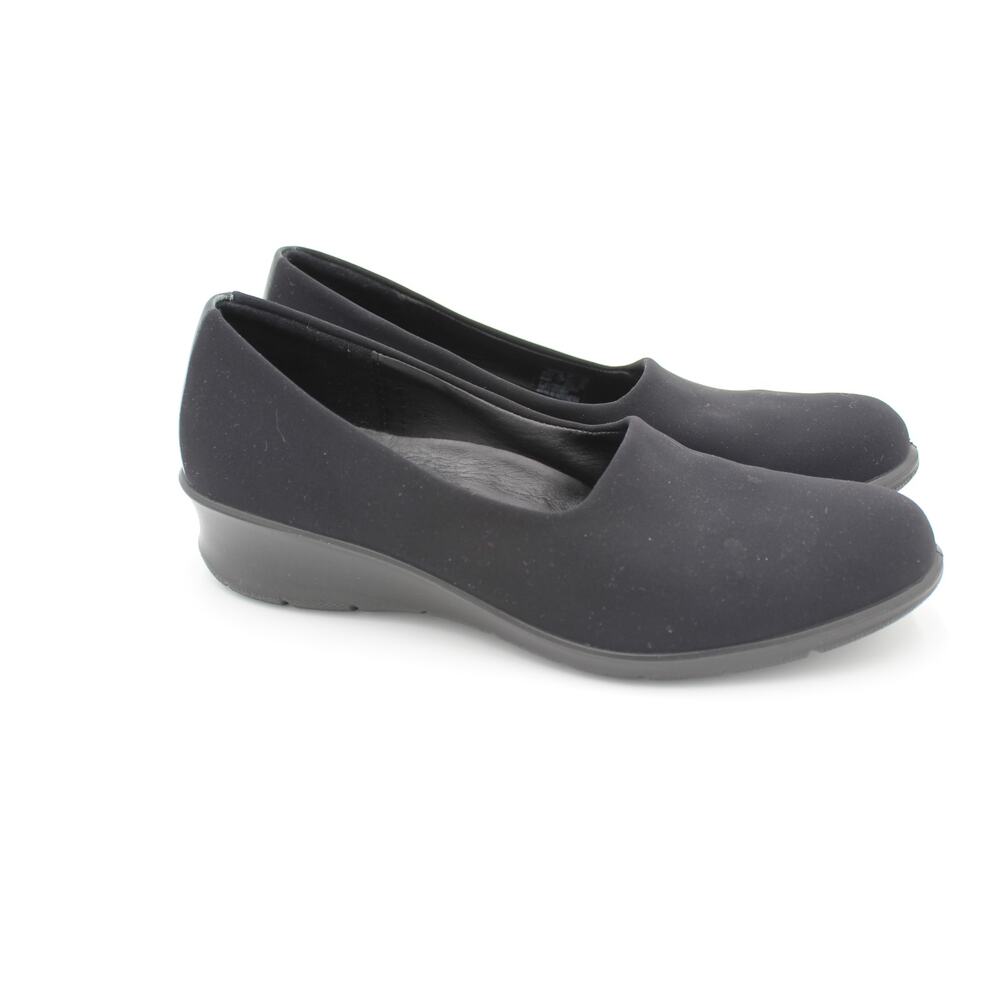 Ecco Felicia Wedge Slip On Shoe 38 Womens 7 Black Comfort Minimalist Stretch